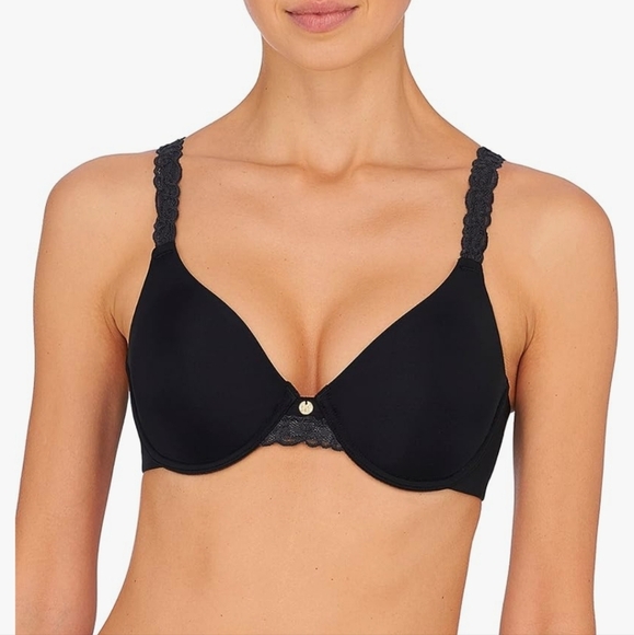 NATORI 32DD Underwire Black Bra Moulded Pure Luxe Custom Coverage - Picture 1 of 10